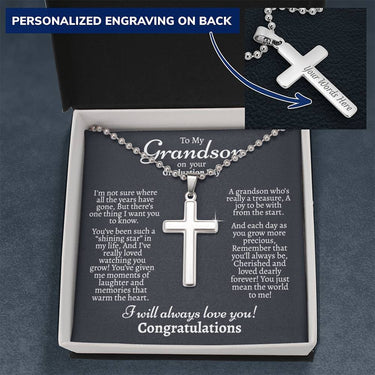 Grandson Graduation Ball Chain Necklace - Love You This Much